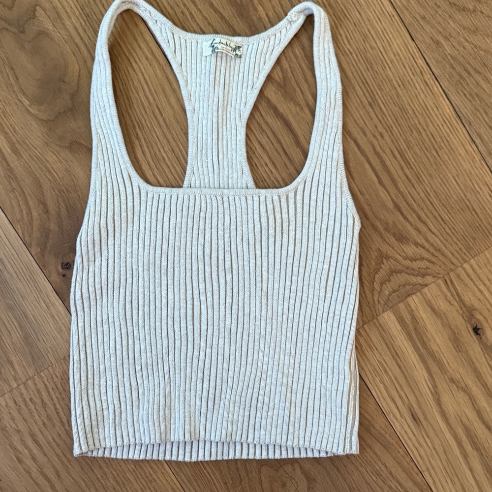 Free People Ribbed Cream Tank Top